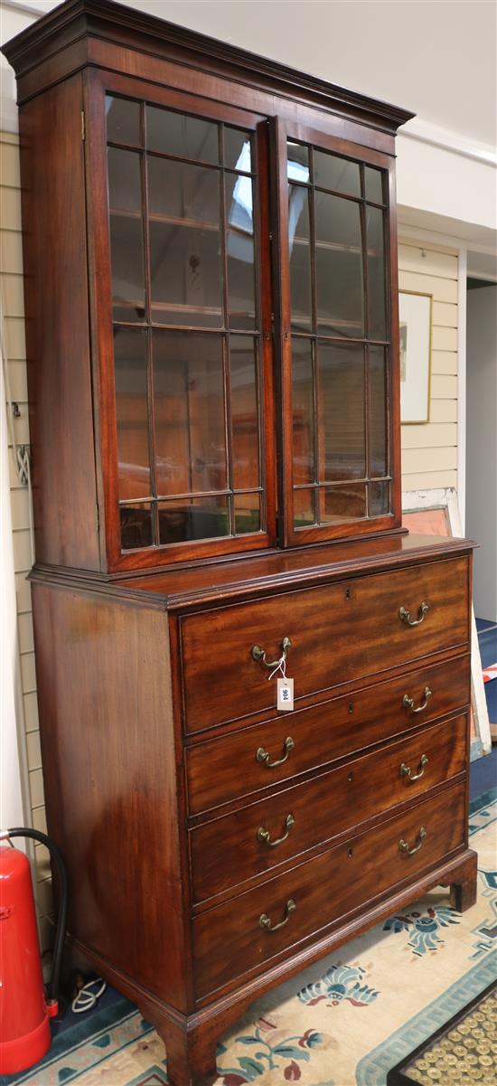 A George III mahogany secretaire bookcase, 230cm high